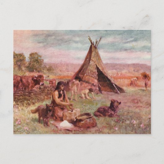 Neolithic Homestead Antiek print Briefkaart (Voorkant)