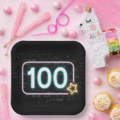 Neon 100ste verjaardag bord op baksteen (Feest)