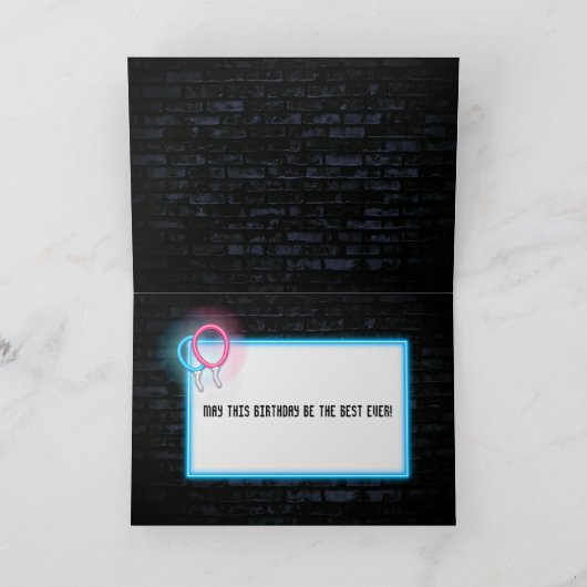 Neon 100th Birthday Marquee op brick-kaart Kaart (Binnen)