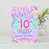 Neon 10e verjaardag uitnodiging dubbele cijfers (Staand voorkant)