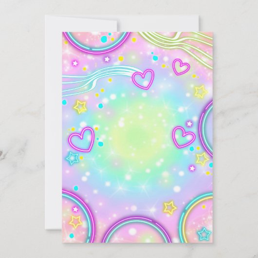 Neon 10e verjaardag uitnodiging dubbele cijfers (Achterkant)