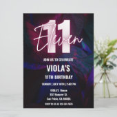 Neon 11e verjaardag kaart (Staand voorkant)