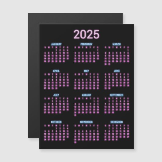 Neon 2025 kalender (Voorkant / Achterkant)