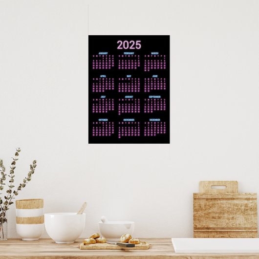 Neon 2025 kalender  poster (Keuken)