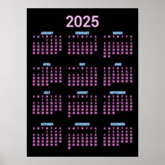 Neon 2025 kalender poster (Voorkant)