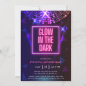 Neon 21e verjaardag gloed in het donker feest kaart (Voorkant)