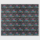 Neon 21st Birthday Marquee op Brick Wrapping Paper Cadeaupapier (Vlak)