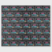 Neon 25th Birthday Marquee op Brick Wrapping Paper Cadeaupapier (Vlak)