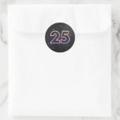 Neon 25th Birthday Sign On Black Ronde Sticker (Tas)