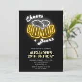 Neon 29e verjaardag uitnodiging Cheers and Beers (Staand voorkant)