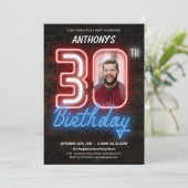 Neon 30e verjaardag kaart (Staand voorkant)