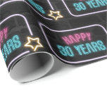 Neon 30th Birthday Marquee op Brick Cadeaupapier<br><div class="desc">Het gloeiende neonteken met een ster op de donkere muur van de stad voor de 30ste verjaardag.</div>