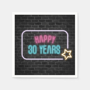 Neon 30th Birthday Marquee op Brick Napkins Servet