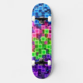 Neon 3D Kubus Skateboard - Elektrisch Blauw Roze (Voorkant)