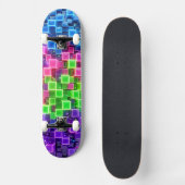 Neon 3D Kubus Skateboard - Elektrisch Blauw Roze (Voorkant)