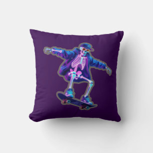Neon 3D Skelet Skateboarden – Grappige Streetwear Kussen