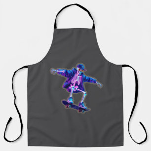 Neon 3D Skelet Skateboarden – Grappige Streetwear  Schort