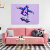 Neon 3D Skeleton Skateboarding – Funny Streetwear Canvas Afdruk (Insitu (Woonkamer))