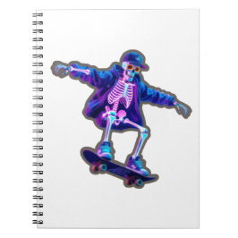 Neon 3D Skeleton Skateboarding – Funny Streetwear  Notitieboek