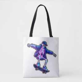 Neon 3D Skeleton Skateboarding – Funny Streetwear  Tote Bag
