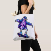 Neon 3D Skeleton Skateboarding – Funny Streetwear Tote Bag (Dichtbij)
