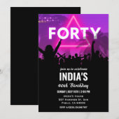 Neon 40ste verjaardag uitnodiging (Voorkant / Achterkant)