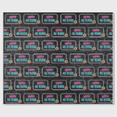 Neon 40th Birthday Marquee op Brick Wrapping Paper Cadeaupapier (Vlak)