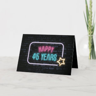 Neon 45th Birthday Marquee op brick-kaart Kaart