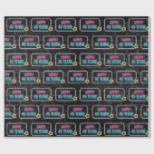 Neon 45th Birthday Marquee op Brick Wrapping Paper Cadeaupapier (Vlak)