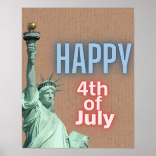 Neon 4 juli Liberty Beeld Poster