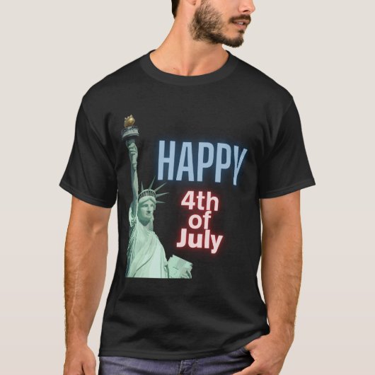 Neon 4 juli Liberty beeld T-shirt (Voorkant)