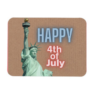 Neon 4 juli Liberty-standbeeld Magneet