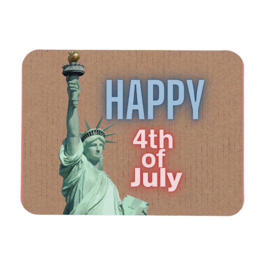 Neon 4 juli Liberty-standbeeld Magneet (Horizontaal)