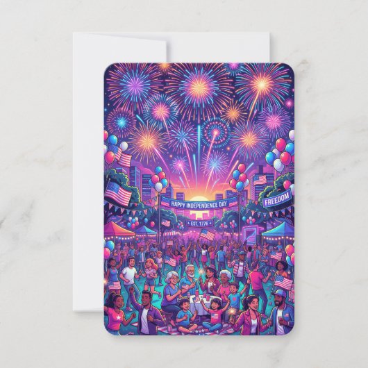 Neon 4 juli Onafhankelijkheidsdag viering Kaart (Voorkant)