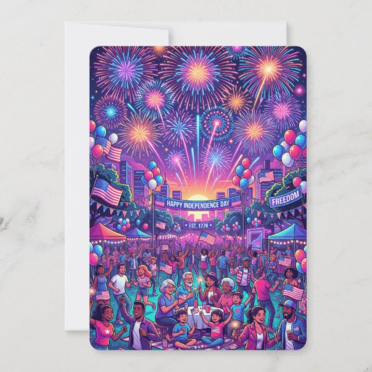 Neon 4 juli Onafhankelijkheidsdag viering Kaart (Voorkant)