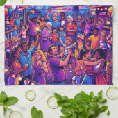 Neon 4 juli Onafhankelijkheidsdag viering Theedoek (Gevouwen)