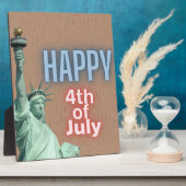 Neon 4 juli Vrijheidsbeeld Tabletop Fotoplaat (Zijkant)
