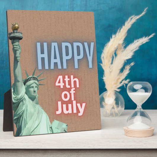 Neon 4 juli Vrijheidsbeeld Tabletop Fotoplaat (Zijkant)