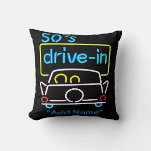 Neon 50s Drivein Decorative Pillow voor Mancave Kussen