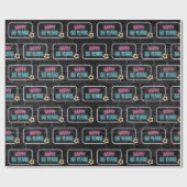 Neon 50th Birthday Marquee op Brick Wrapping Paper Cadeaupapier (Vlak)