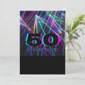 Neon 50th Birthday Party Kaart (Staand voorkant)