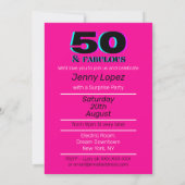 Neon 50th Birthday Party Kaart (Achterkant)