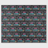 Neon 55th Birthday Marquee op Brick Wrapping Paper Cadeaupapier (Vlak)