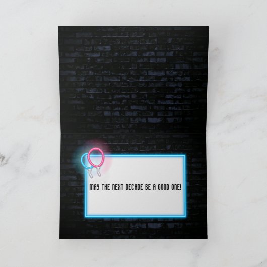 Neon 60th Birthday Marquee op brick-kaart Kaart (Binnen)