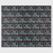 Neon 60th Birthday Marquee op Brick Wrapping Paper Cadeaupapier (Vlak)