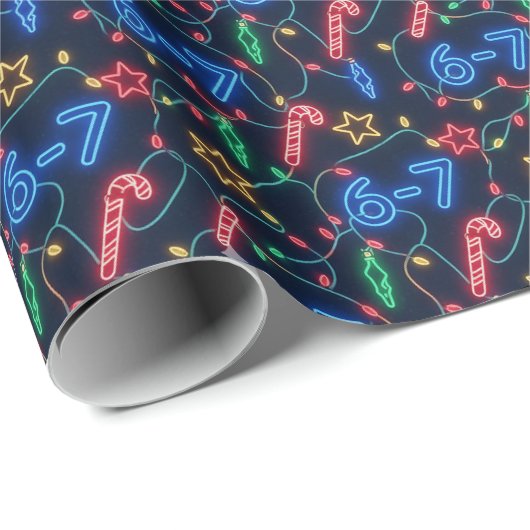 Neon 6-7 Meme Holiday Cadeaupapier (Rol Hoek)