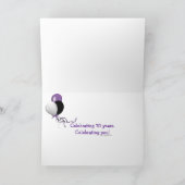 neon 70e verjaardag en ballon in vuurwerk kaart (Binnen)