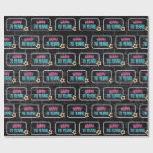 Neon 70th Birthday Marquee op Brick Wrapping Paper Cadeaupapier (Vlak)