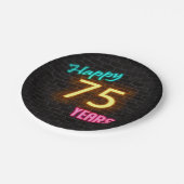 Neon 75-teken op bakstenen muur papieren bordje (Gekanteld)