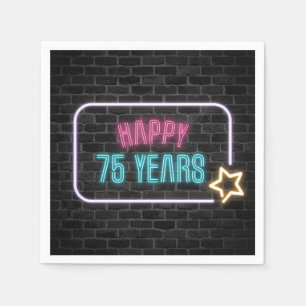 Neon 75th Birthday Marquee op Brick Wall Servet